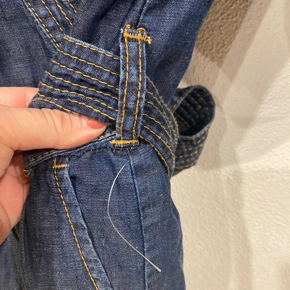 NEW Anthropologie Pilcro + the Letterpress Denim Romper Retro Tie Waist Sz 0 - Picture 4 of 5